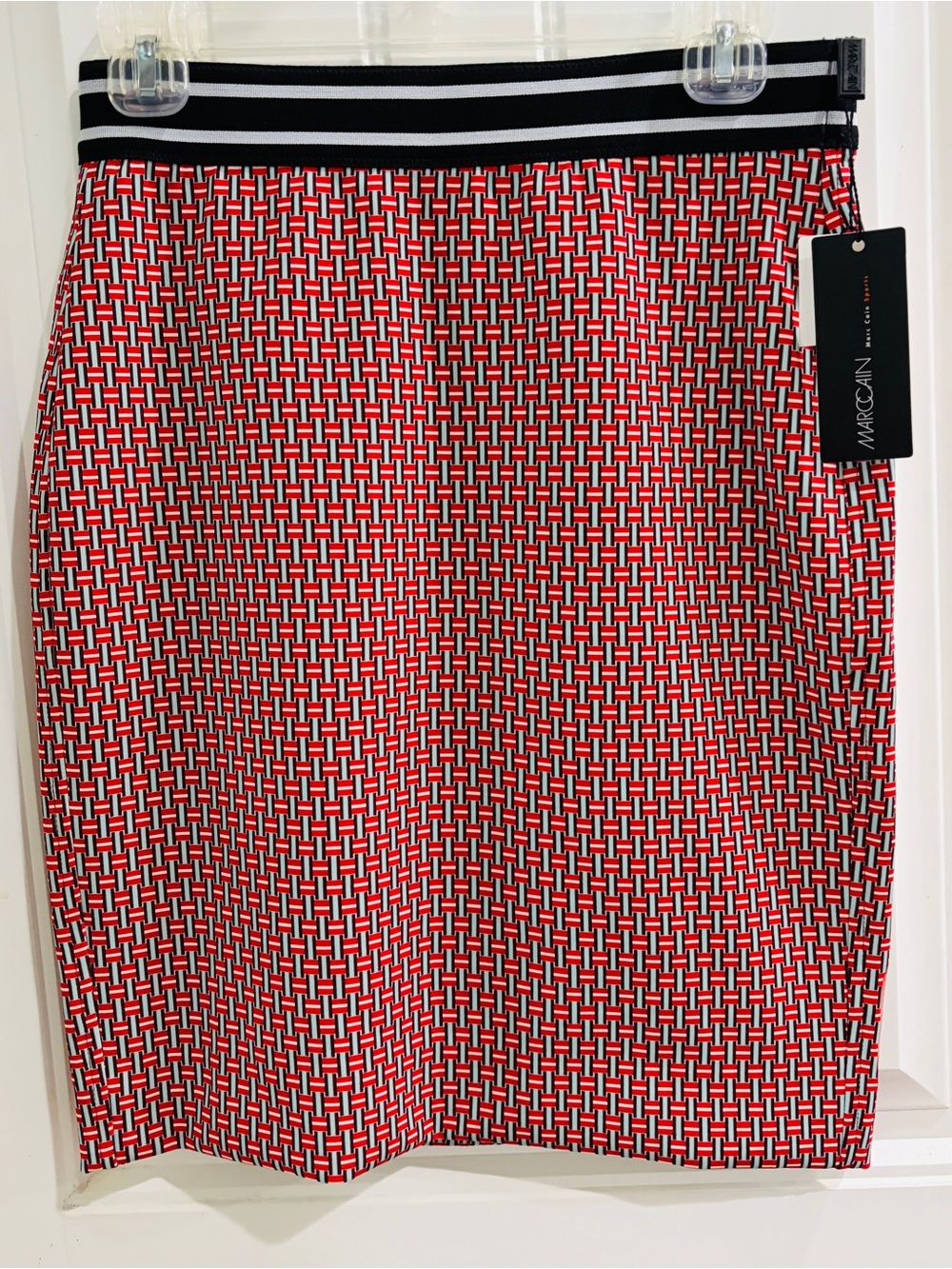 MarcCain Sport Geometric Pencil Skirt, Size 2, Italian Fabric, Made in Hungary